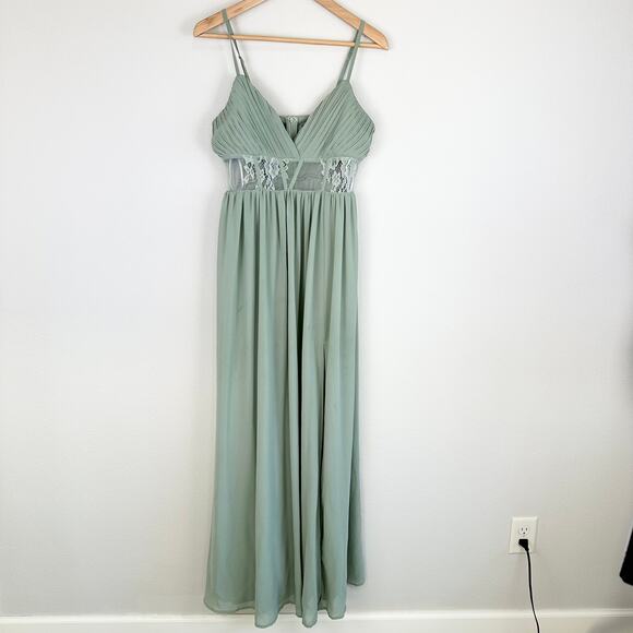 Lulus Kaylin Sage Pleated Lace Maxi Dress - Picture 6 of 11